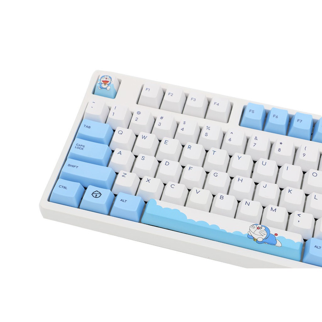 ↂ✾Bàn phím cơ Doraemon màu xanh mèo kêu leng keng thăng hoa PBT keycap 104IKBC108 / 87 Big Filco