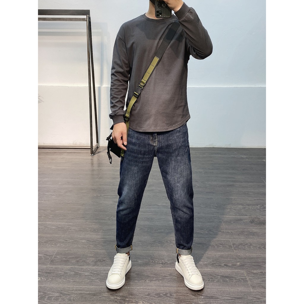 Áo thun nam dài tay vạt bầu sweater chất cotton mềm thoáng mát 100% | BigBuy360 - bigbuy360.vn