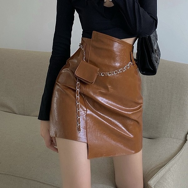 Chân Váy Da Pu Dáng Chữ A Lưng Cao Thiết Kế Trẻ Trung Cho Nữ | BigBuy360 - bigbuy360.vn