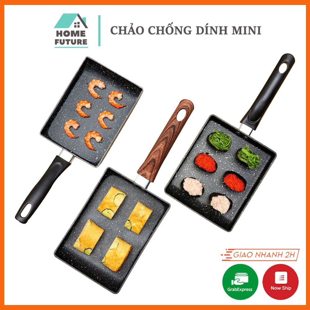 Chảo bếp từ mini chống dính hình nhật cao cấp, chảo chiên trứng hình chữ nhật