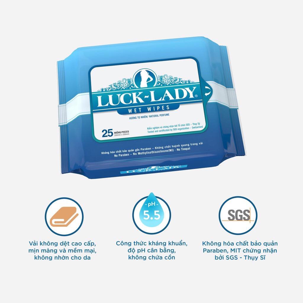 Mã lt50 giảm 50k đơn 250k combo 3 gói giấy ướt luck lady không mùi 25 tờ - ảnh sản phẩm 2