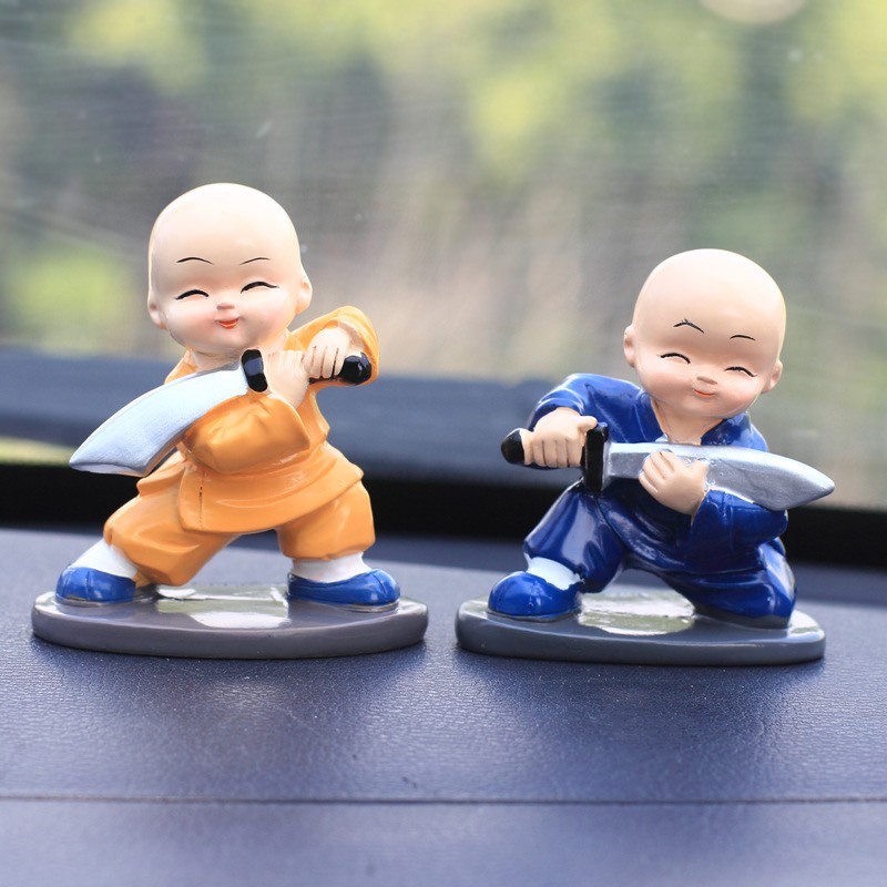 Trang trí taplo ô tô - Bộ 4 chú tiểu múa kiếm đặt bàn làm việc giúp mang lại may mắn tài lộc - Phật Pháp An Nhiên