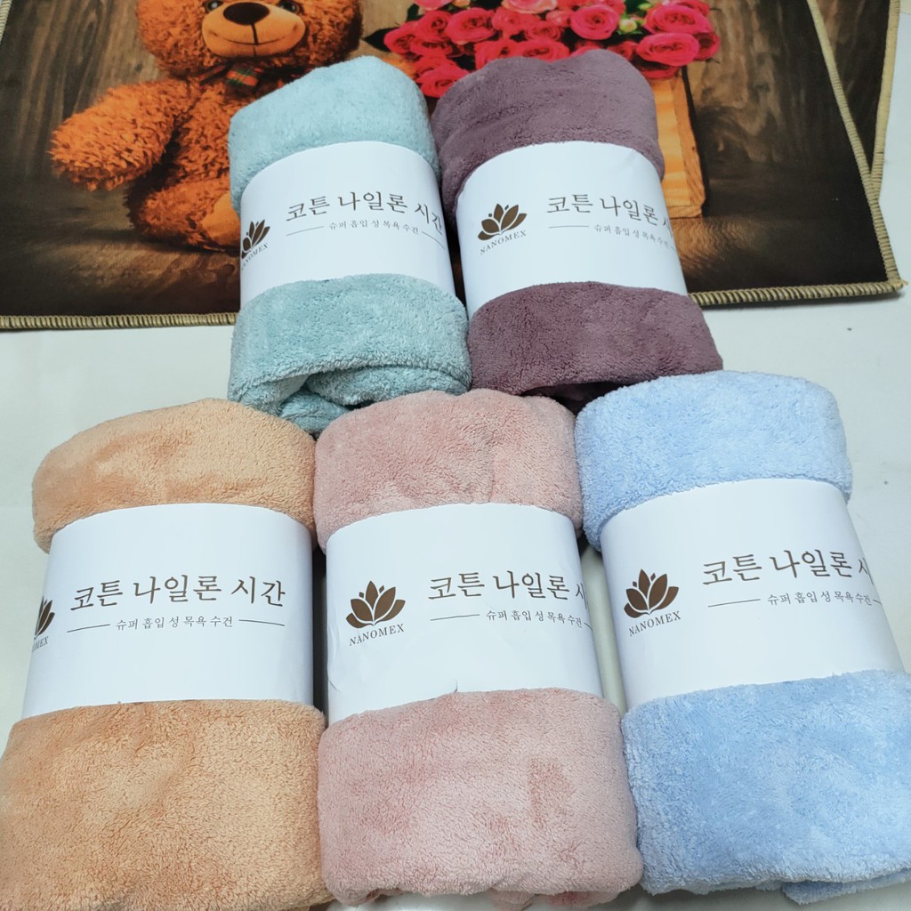 Khăn tắm hàn quốc cotton siêu thấm hút 140*70cm, ảnh thật hoàn toàn