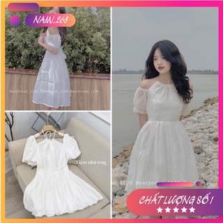 Váy Trắng Cổ Yếm 2 Lớp, Đầm Bánh Bèo Tiểu Thư Chụp Kỉ Yếu, Đám Cưới, Dự Tiệc Siêu Xinh