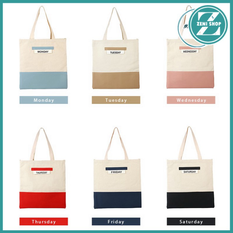 Túi vải canvas - Túi totte bag thời trang có khóa kéo, đeo đi học, đi chơi phong cách, thời trang, tiện lợi.