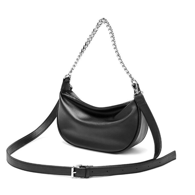 Túi xách IELGY hình bán nguyệt phối dây xích phong cách retro dành cho nữ