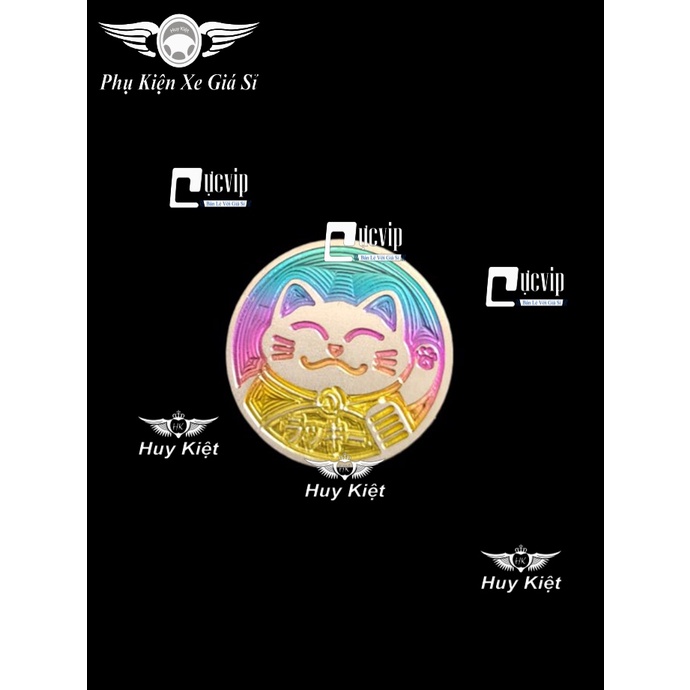 Tem Dán Logo Mèo Thần Tài Titan Điện Phân Kích Thước 25mm Sẵn Keo Dán 3M MS4310