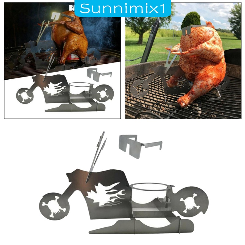 Giá Đỡ Gà / Bia Bằng Thép Không Gỉ Thiết Kế Nhỏ Gọn Phong Cách Mỹ Cho Xe Mô Tô / Bbq