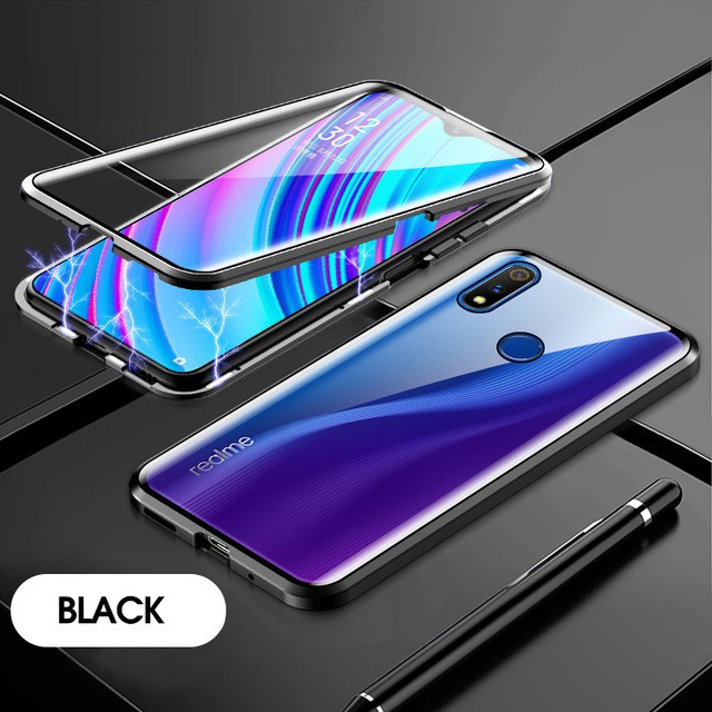 Ốp điện thoại kính cường lực khung kim loại từ tính bảo vệ toàn diện cho OPPOA7 OPPO A7 A5s F9 Realme 5 6 realme6 5 / 6pro 5i 5s 6i Q A3S A5 A9 2020 F9 Pro