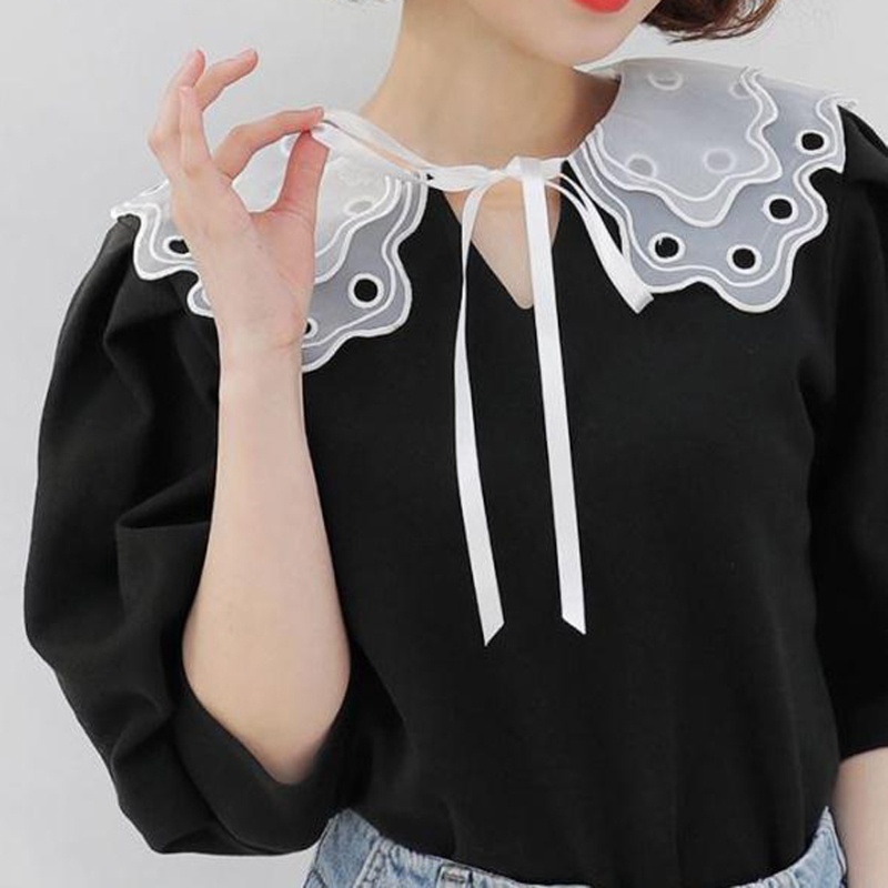 Cổ Áo Sơ Mi Giả Thêu Ren Có Thể Tháo Rời YOUYO Dành Cho Nữ