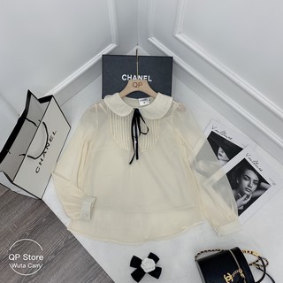 áo sơ mi tơ cổ nơ tiểu thư