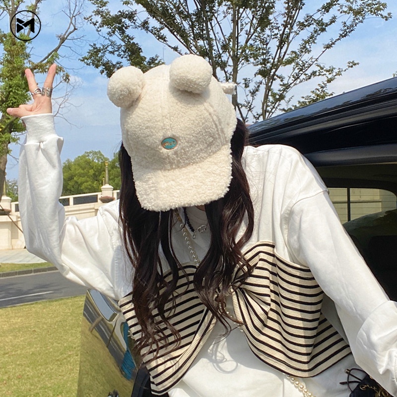 Mũ Lưỡi Trai Vải Lông Cừu Giữ Ấm Tai Gấu Teddy Gấu Teddy Hàn Quốc Dễ Thương Thời Trang Mùa Đông Cho Cặp Đôi 2022
