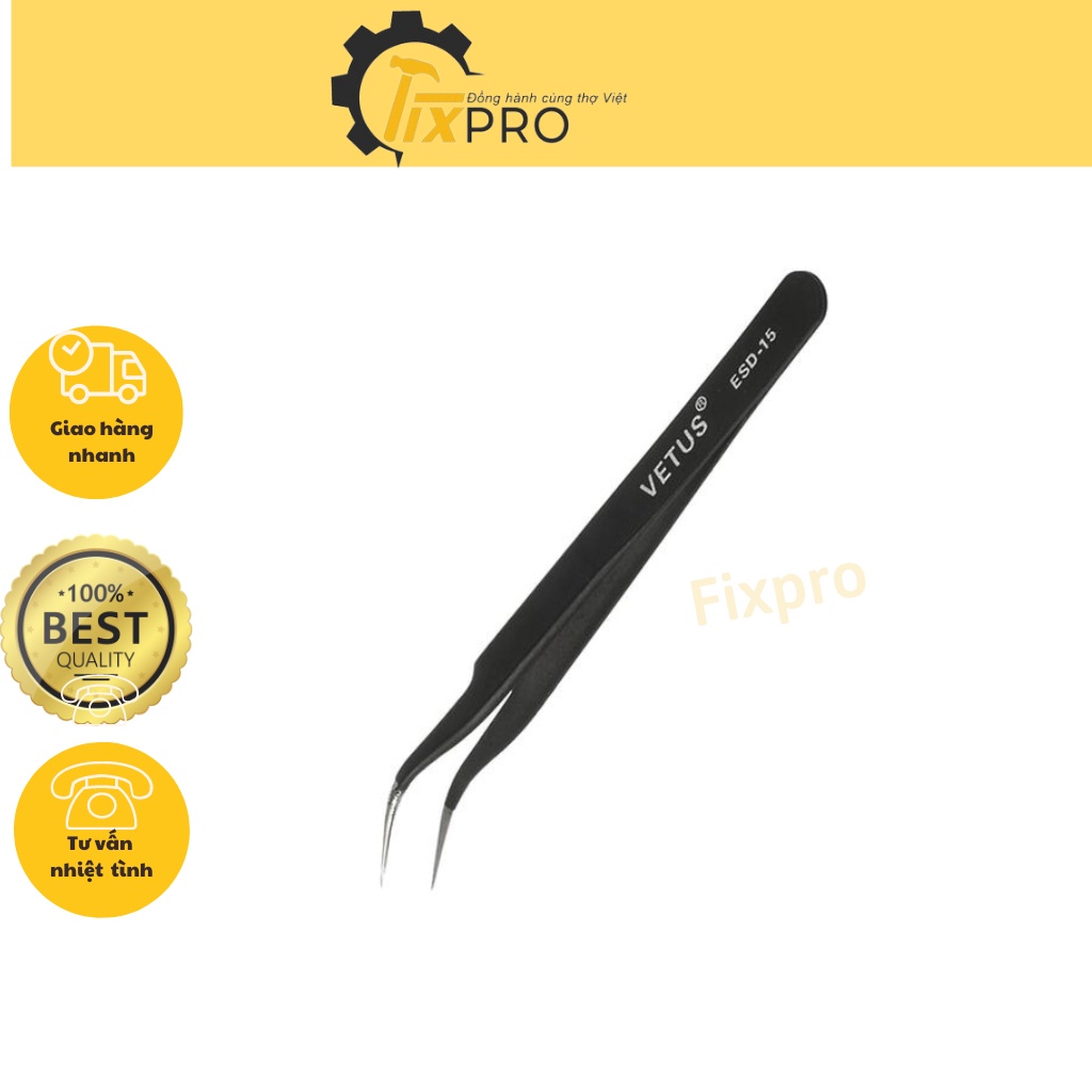 Nhíp gắp linh kiện Vetus ESD-15 đầu nhọn cong