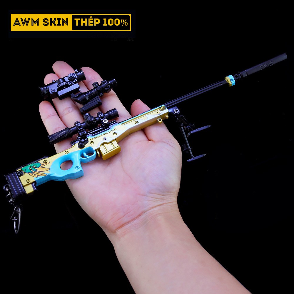 Mô Hình PUBG AWM Skin Agent Banana Tặng Kèm 3 Scope Và Kệ Trưng Bày 19cm