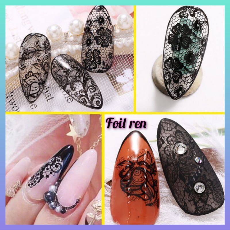 Foil ren họa tiết hoa lá tây dán trang trí móng tay