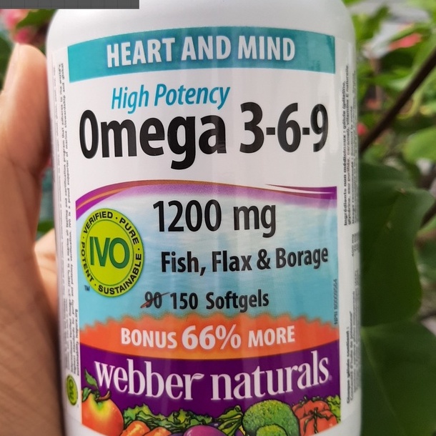 Omega 369 Dầu cá Webber Naturals 1200mg - 150 viên