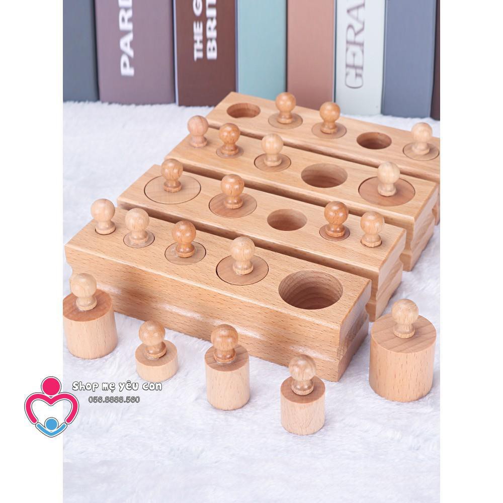 SẬP GIÁ] Set 4 bộ núm trụ Montessori bằng gỗ cho bé
