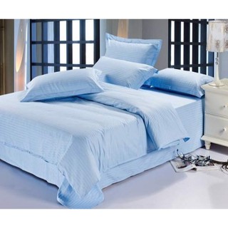Bộ Chăn Ga Gối Khách Sạn sọc chìm màu xanh dương