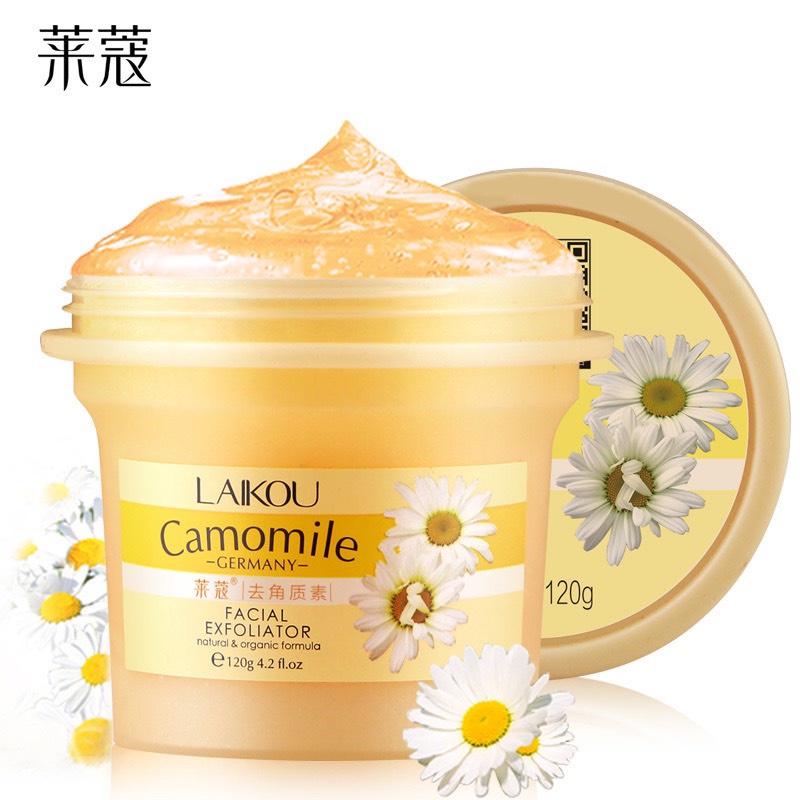 [Hoa cúc] Tẩy tế bào chết body toàn thân hoa cúc Laikou Camomile 120g tẩy sạch da chết mịn màng trắng sáng nội địa Trung