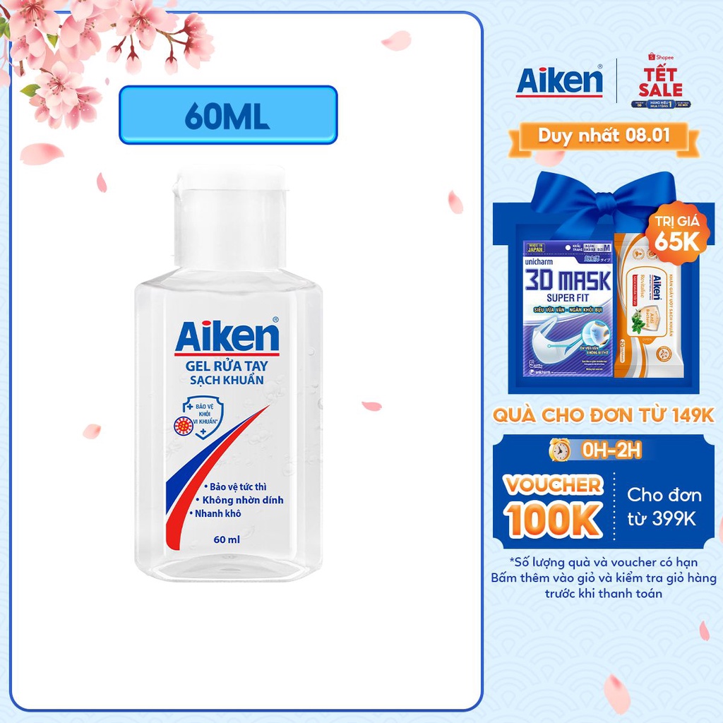 Aiken Gel rửa tay Sạch khuẩn 60ml