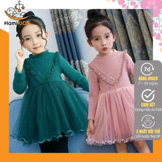 Váy len bé gái váy len tăm dáng xòe cho bé gái chân voan cực xinh