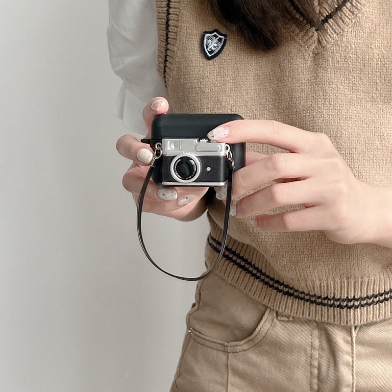 Case Airpod 1/2/Pro/3 Trơn Hình Máy Ảnh Phát Sáng