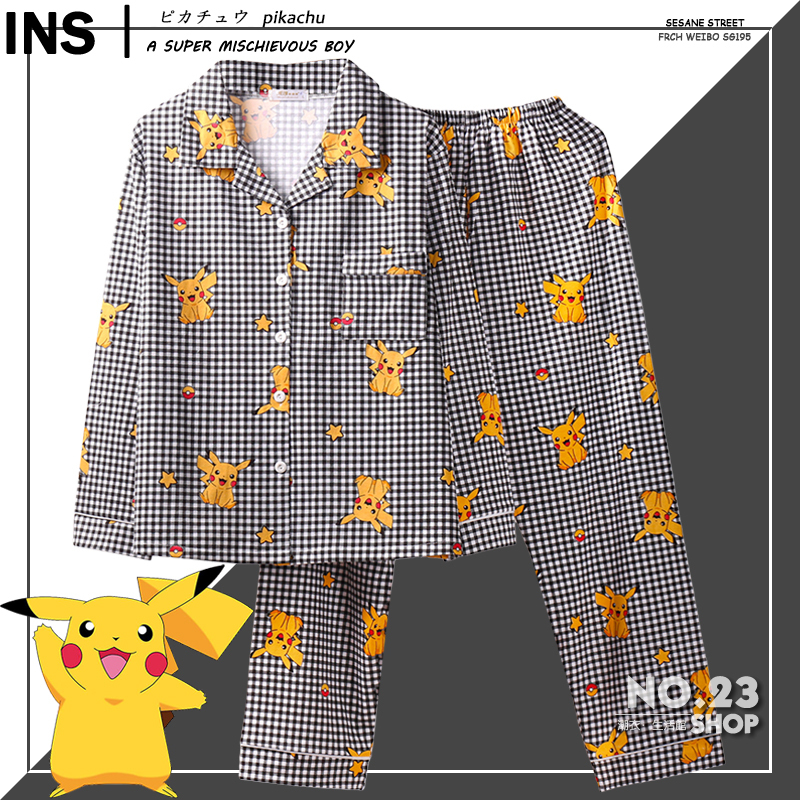 Bộ Đồ Ngủ Vải Cotton In Hình Pikachu Kiểu Hàn Quốc Dễ Thương Cho Các Cặp Đôi