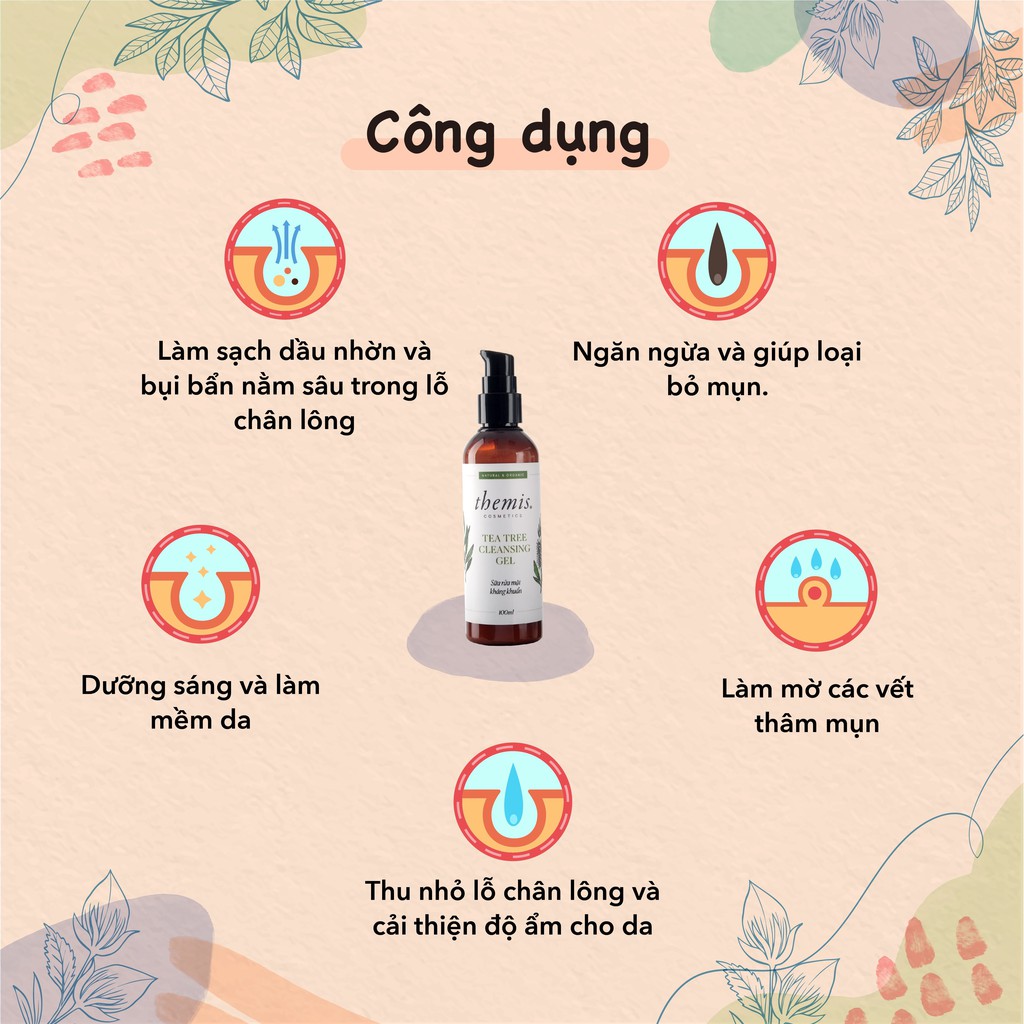 Sữa rửa mặt ngừa mụn dịu nhẹ tràm trà dạng gel Themis Tea Tree Cleansing Gel 100ml | BigBuy360 - bigbuy360.vn