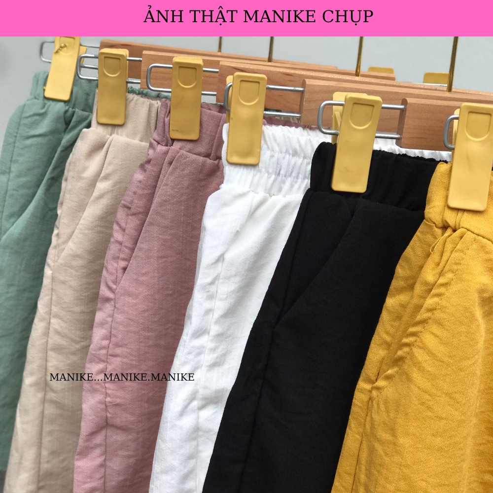 Quần đùi Shorts Nữ Cạp Chun Chất Đũi Hàng Cao Cấp Túi Zip Sịn Sò