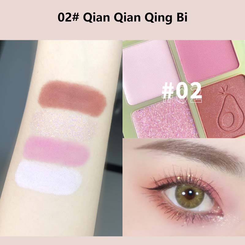 Bảng Phấn Mắt 4 Màu Sắc Hiệu Ứng Lì / Ánh Nhũ Chống Nước Bền Màu Dài Lâu