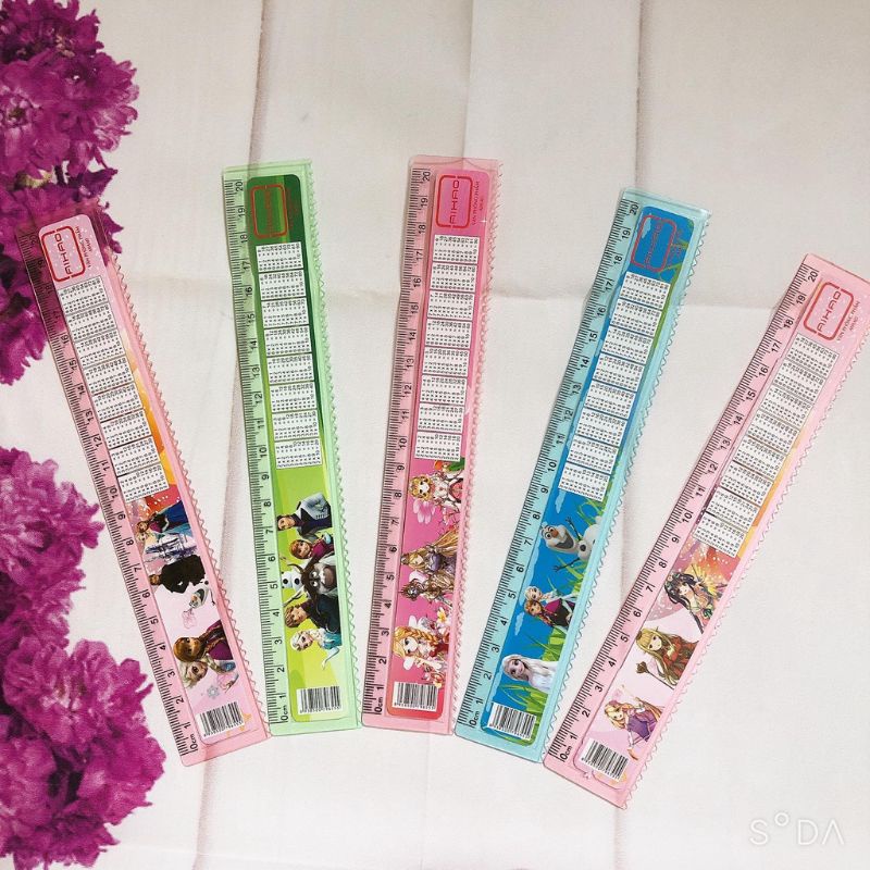 Thước kẻ thẳng màu sắc viền sóng tiện lợi cho bé - loại 20 cm