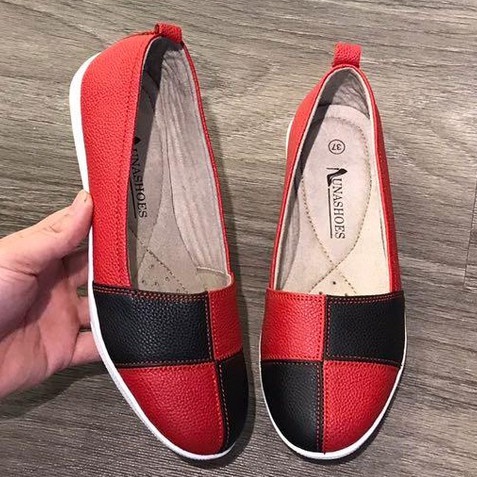 Giày bệt nữ da bò thật 100% và bảo hành 2 năm 1 đổi 1 LUNASHOES 70303 dễ phối đồ giầy lười slip on