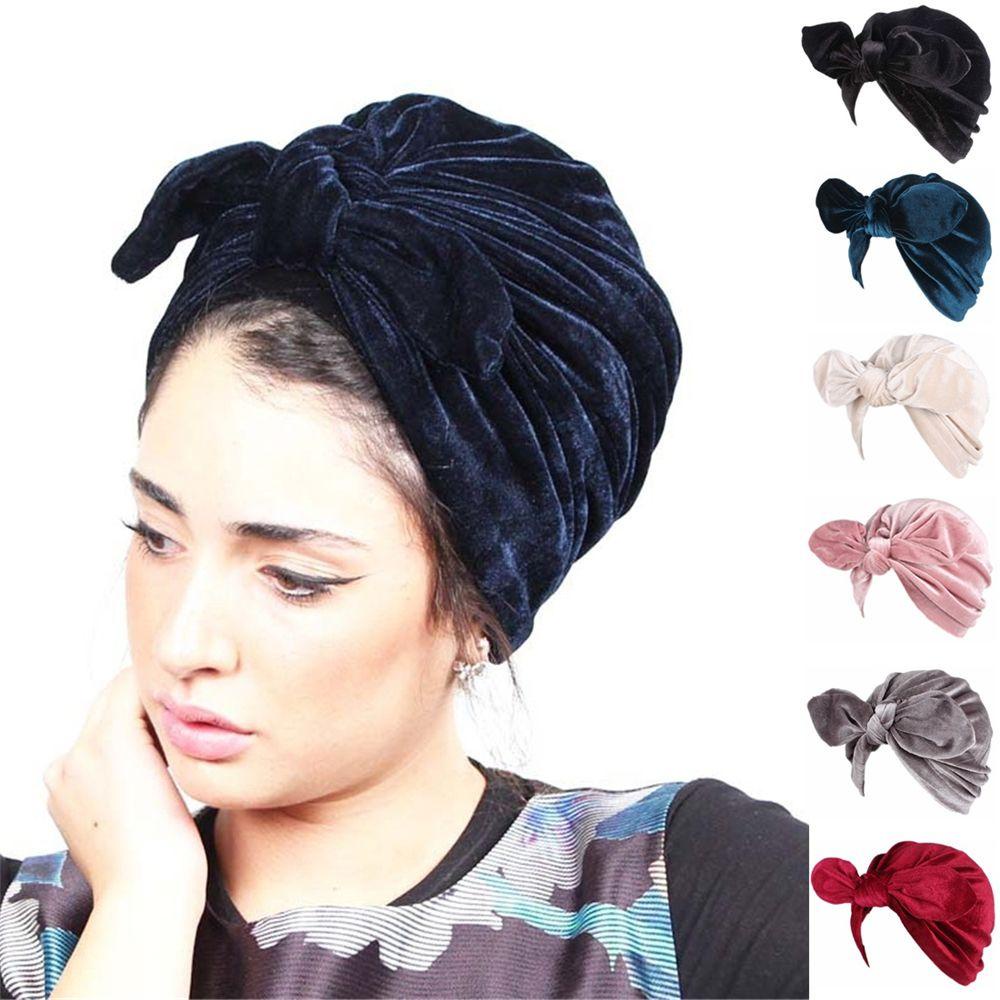 EUCA Mũ Trùm Đầu Vải Nhung Phối Nơ Thời Trang Cho Nữ