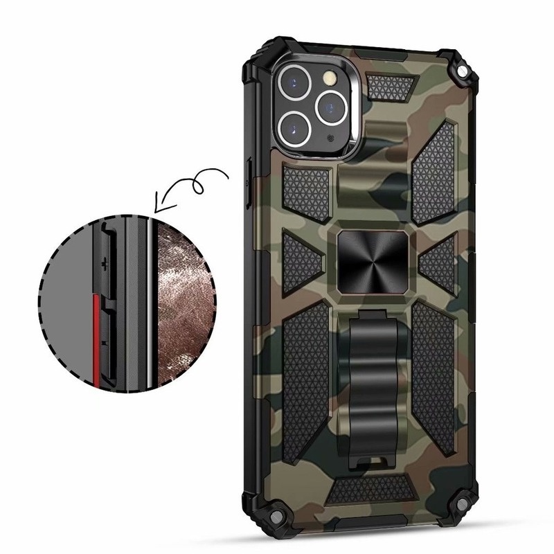 Ốp Điện Thoại Kiểu Giáp Chống Sốc Họa Tiết Rằn Ri Kèm Giá Đỡ Từ Tính Cho iPhone 14 13 12 Pro Max 14Plus 14Pro 13Pro 12Pro