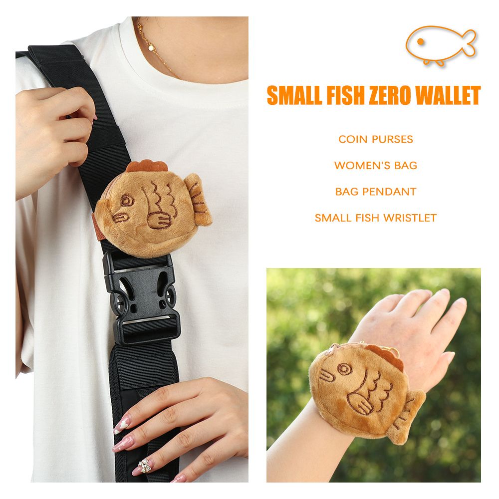 Ví đựng tiền và son hình con cá nhồi bông kích thước nhỏ có móc gắn balo dễ thương cho nữ