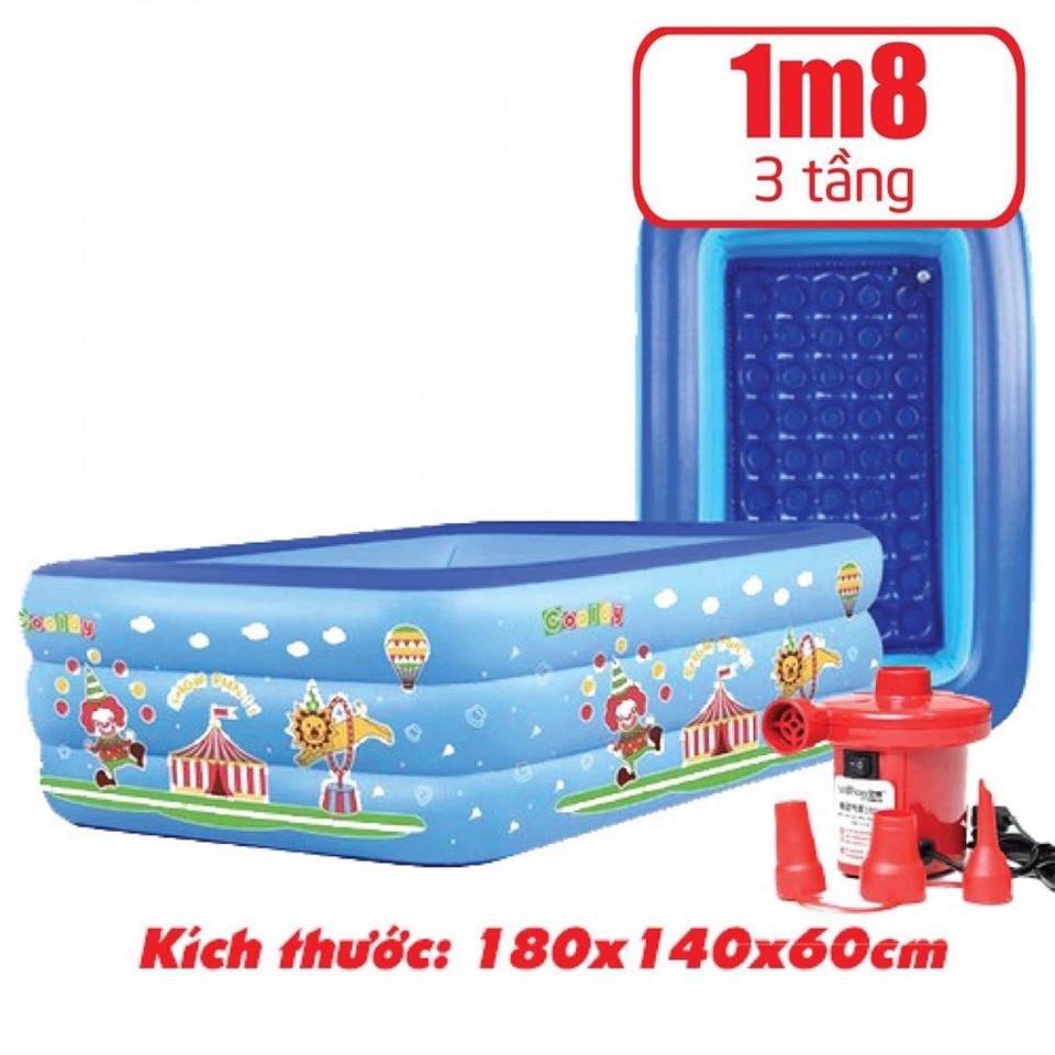 Bể Bơi Phao Cho Bé - 3 Tầng – 1m8 – Có Đáy Chống Trượt (xả kho 2 ngày giá gốc)