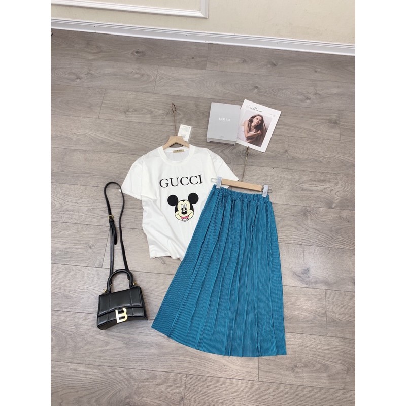 [Rẻ Vô Đich] Sét áo trắng micky mix cvay ly xanh hot giã man ạ Áo chất cotton tàu l1 cực đanh đẹp mát