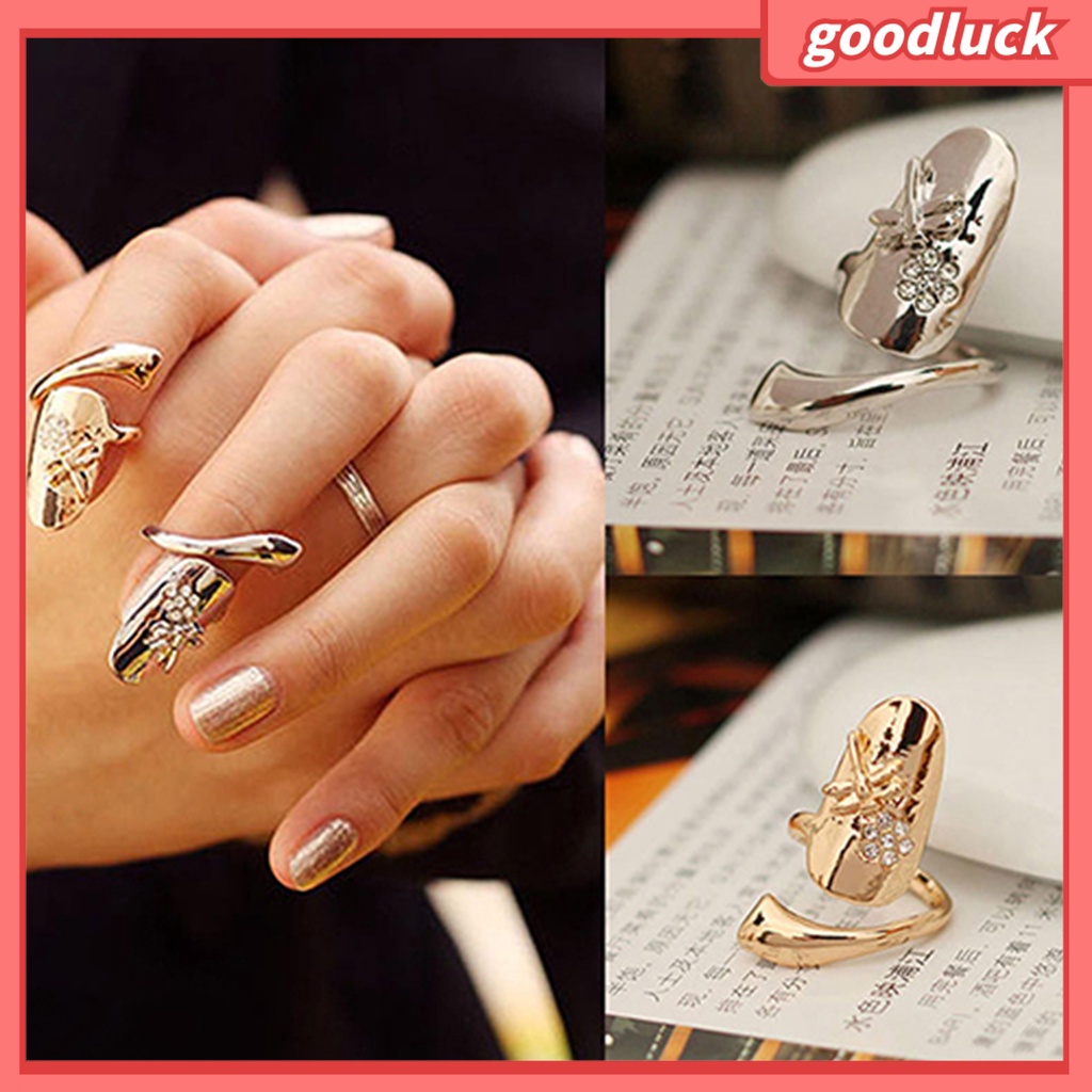 1 nhẫn đeo móng tay bằng hợp kim đính đá lấp lánh