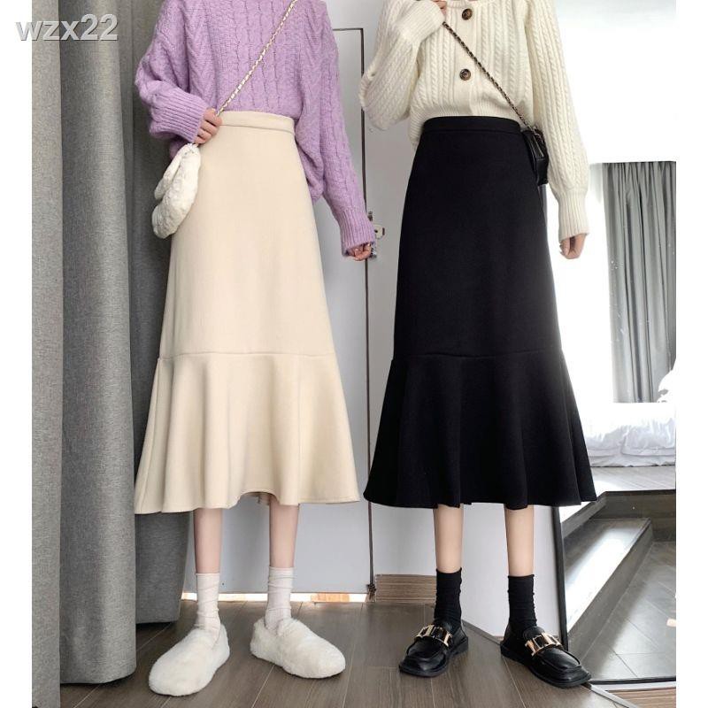 Phiên bản mới của Hàn Quốc năm 2021 váy một đường, cạp cao, mỏng, dài giữa, độn hông, tạo khí chất, đuôi cá kiểu