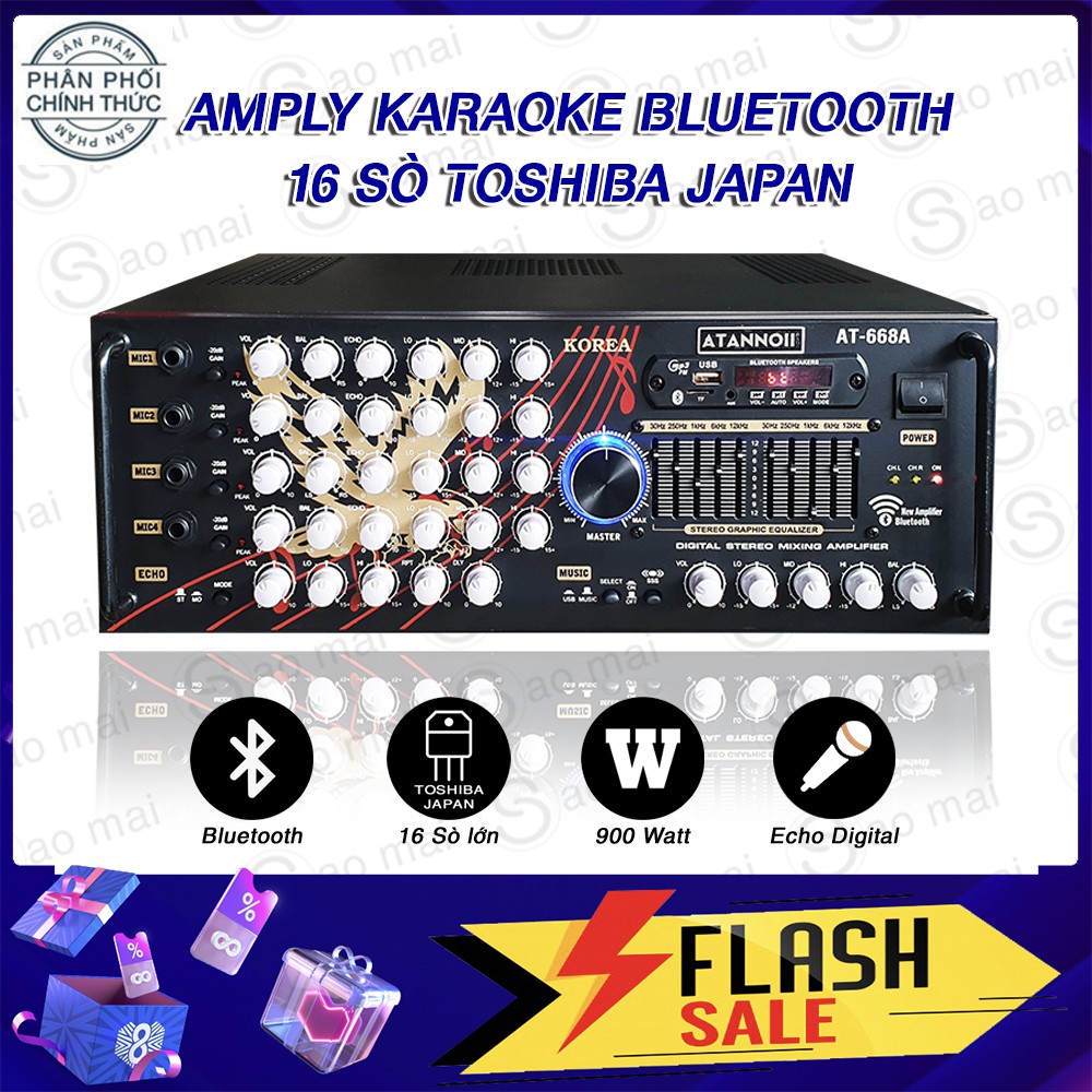 Amply Karaoke ATANNOII AT-668A  16 sò Japan Ampli Bluetooth usb công suất lớn, Âm Ly Sân Khấu Hội Thảo Gia Đình