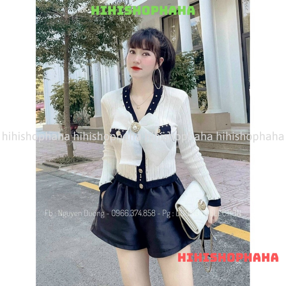 Áo Len Cộc Nơ Đá Tiểu Thư (có kèm video ảnh thật) hihishophaha