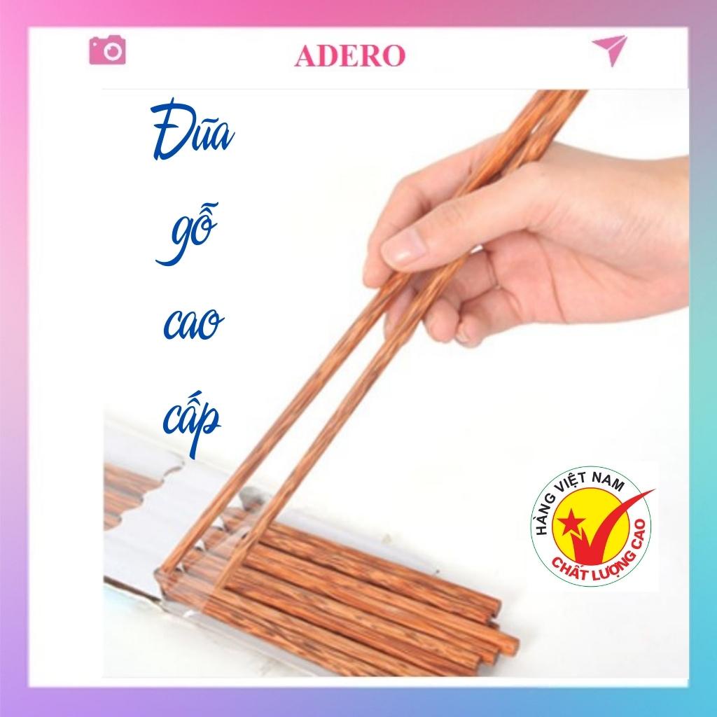 Đũa gỗ ADERO vỉ 10 đôi cao cấp không chất bảo quản an toàn sức khỏe AD43