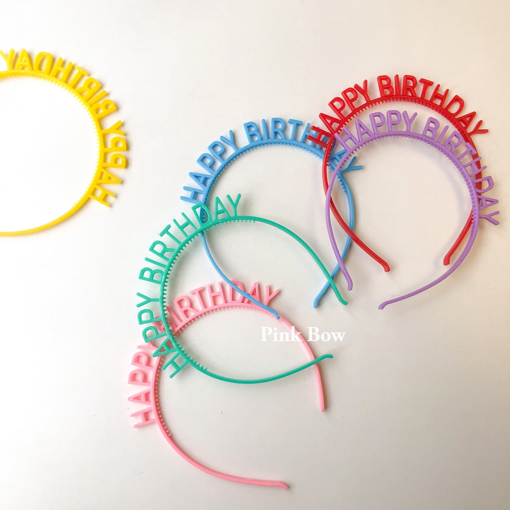 Cài tóc nhựa có chữ Happy Birthday 6 màu