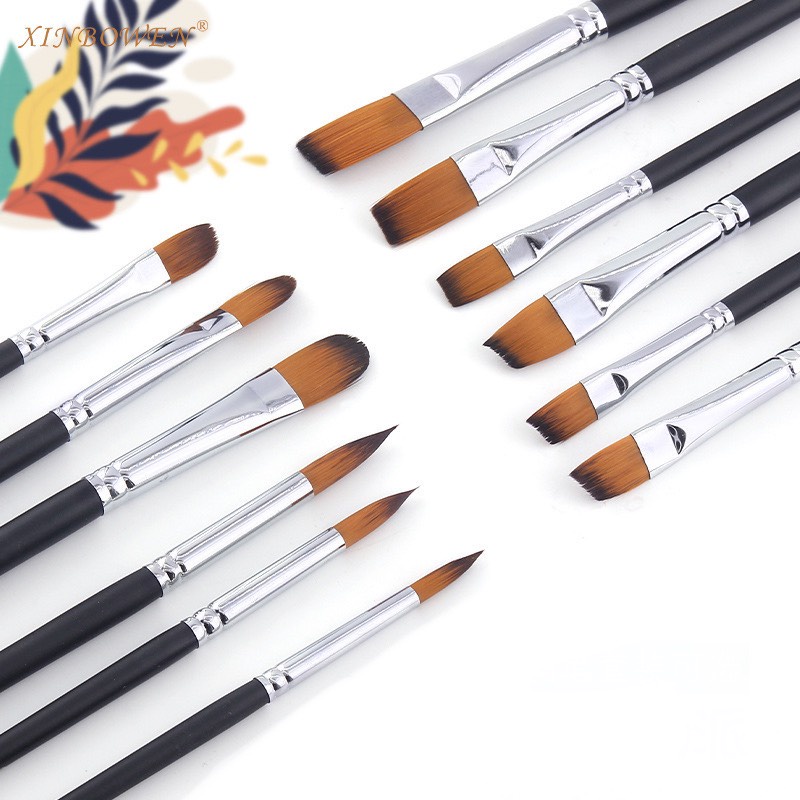 Bộ cọ vẽ chuyên nghiệp Xinbowen dùng cho màu nước/bột/sơn acrylic - Set 6/9/10/12 cây cao cấp KINGCOLOR- Go88