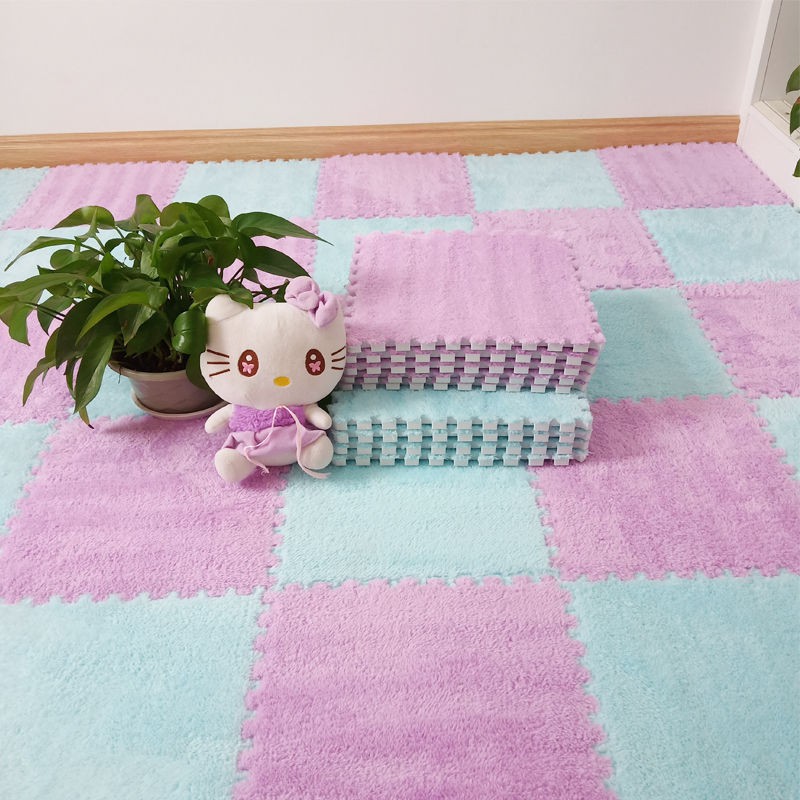 Phòng con gái bố trí thảm trải sàn ngủ tập thể diện tích lớn giường đầy đủ xốp khâu dễ thương tatami