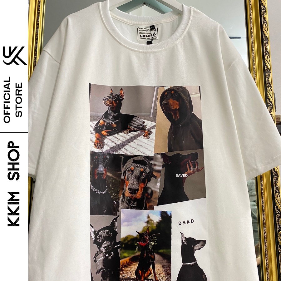 Áo Thun Tay Lỡ Chó Doberman, Form rộng oversize, áo phông unisex, chất liệu Cotton Thái - KKIM Shop