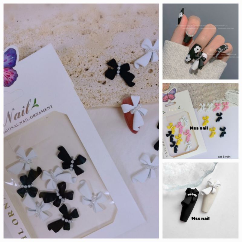 charm nơ hợp kim, phụ kiện nail, charm nơ hot lẻ 1 cái