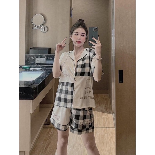 [Siêu rẻ] Đồ bộ pijama đùi mặc nhà Lụa Mango in 2 mặt cực mềm mịn mát cho bạn nữ dưới 65kg