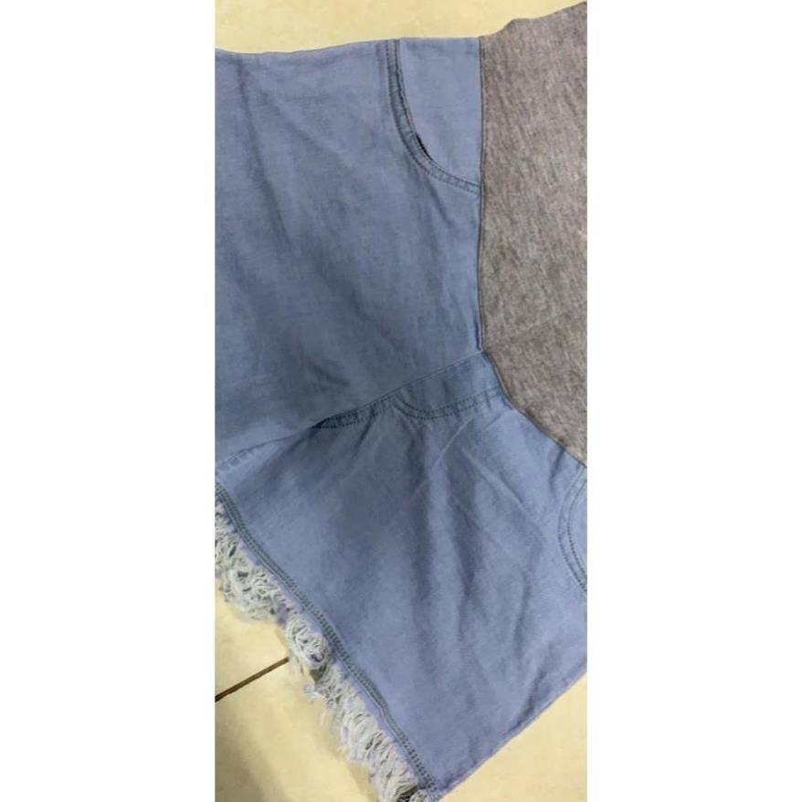 Quần SOOC Bầu Jean RÁCH cạp cao có chun và cúc điều chỉnh hàng đẹp