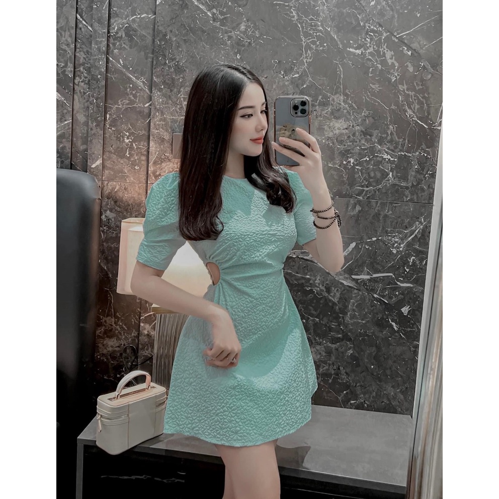 [sale 50% free ship] Đầm chữ A dáng xòe đi chơi tiệc phong cách sexy cuốn hút với thiết kế tay phồng khoét eo độc đáo